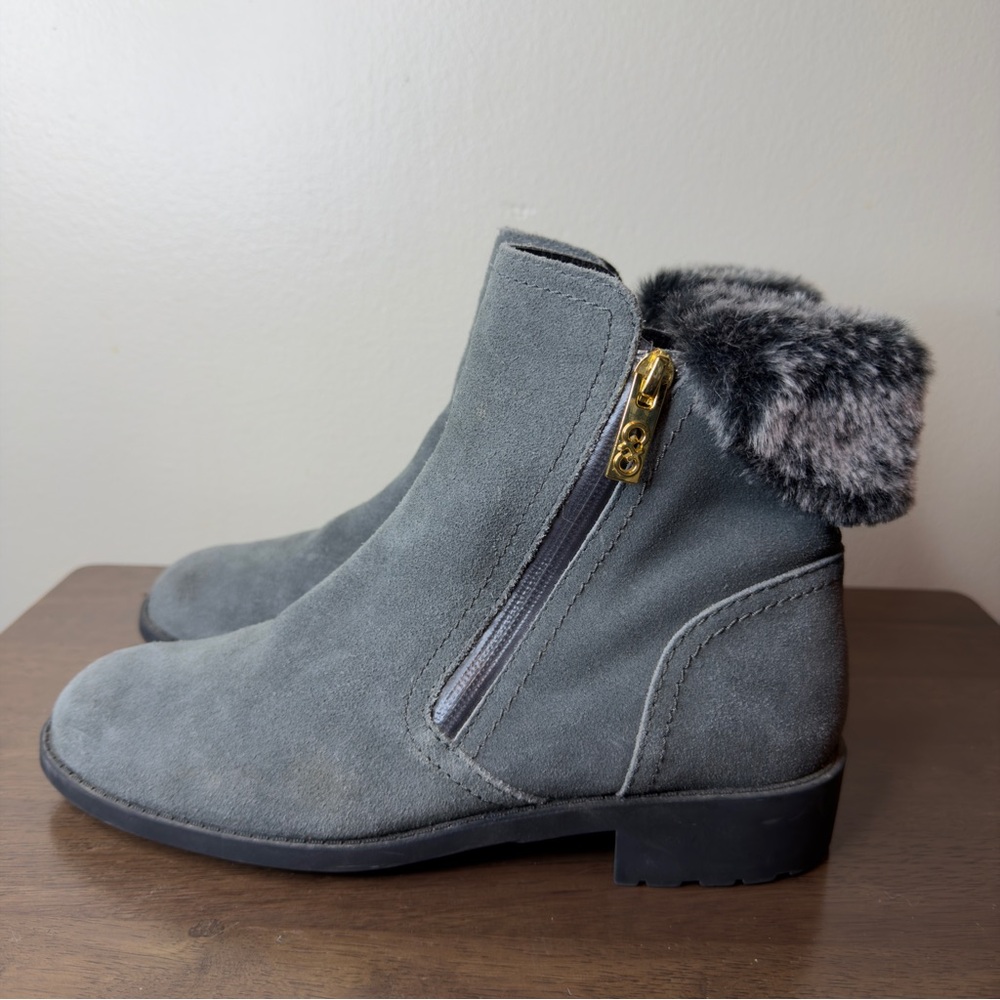 Cole Haan Quinney Gray Suede Waterproof Ankle Boots Sz 8.5 Womens